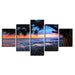 Sunset Beach 5 Piece HD Multi Panel Canvas Wall Art Frame - Original Frame