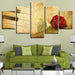 Red Rose & Piano 5 Piece HD Multi Panel Canvas Wall Art Frame - Original Frame