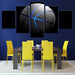 Blue Basketball 5 Piece HD Multi Panel Canvas Wall Art Frame - Original Frame