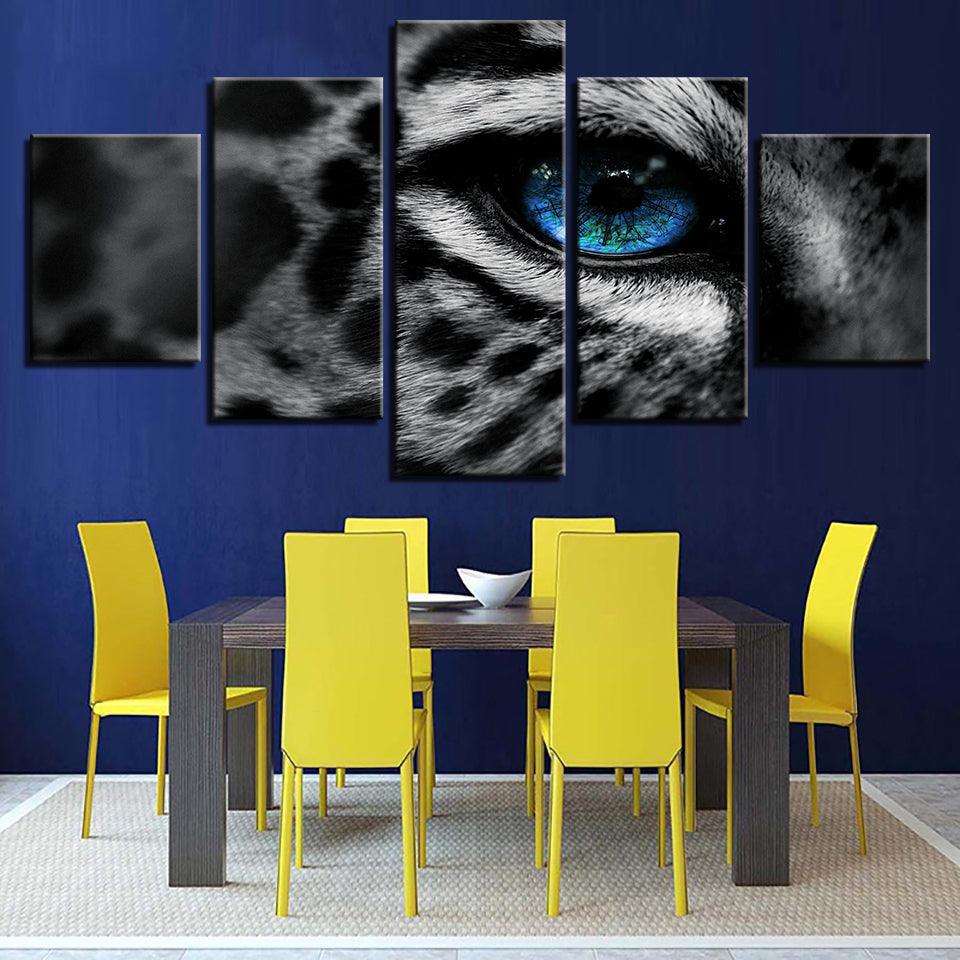 Leopard Blue Eyes HD Multi Panel Canvas Wall Art Frame - Original Frame