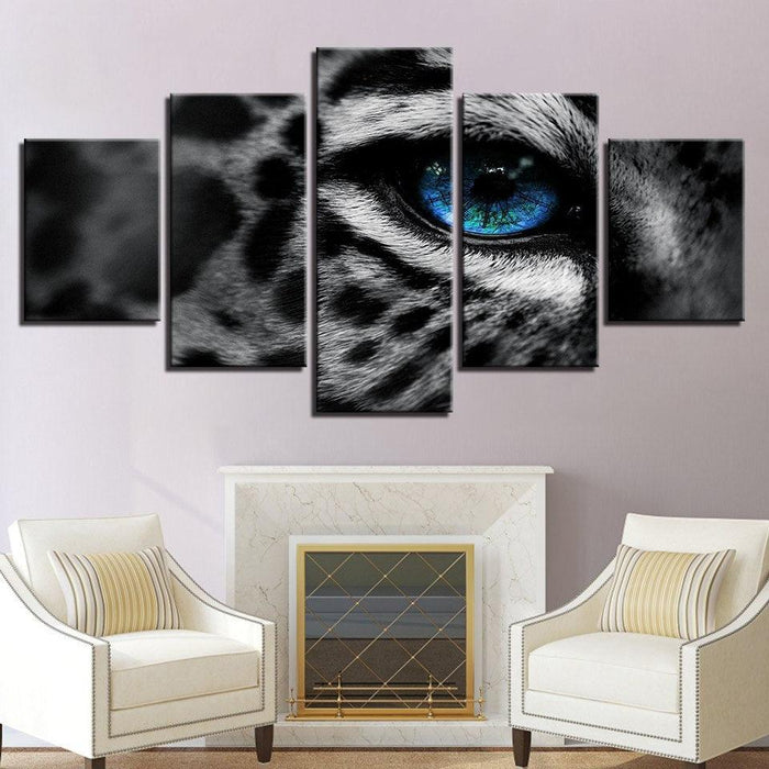 Leopard Blue Eyes HD Multi Panel Canvas Wall Art Frame - Original Frame