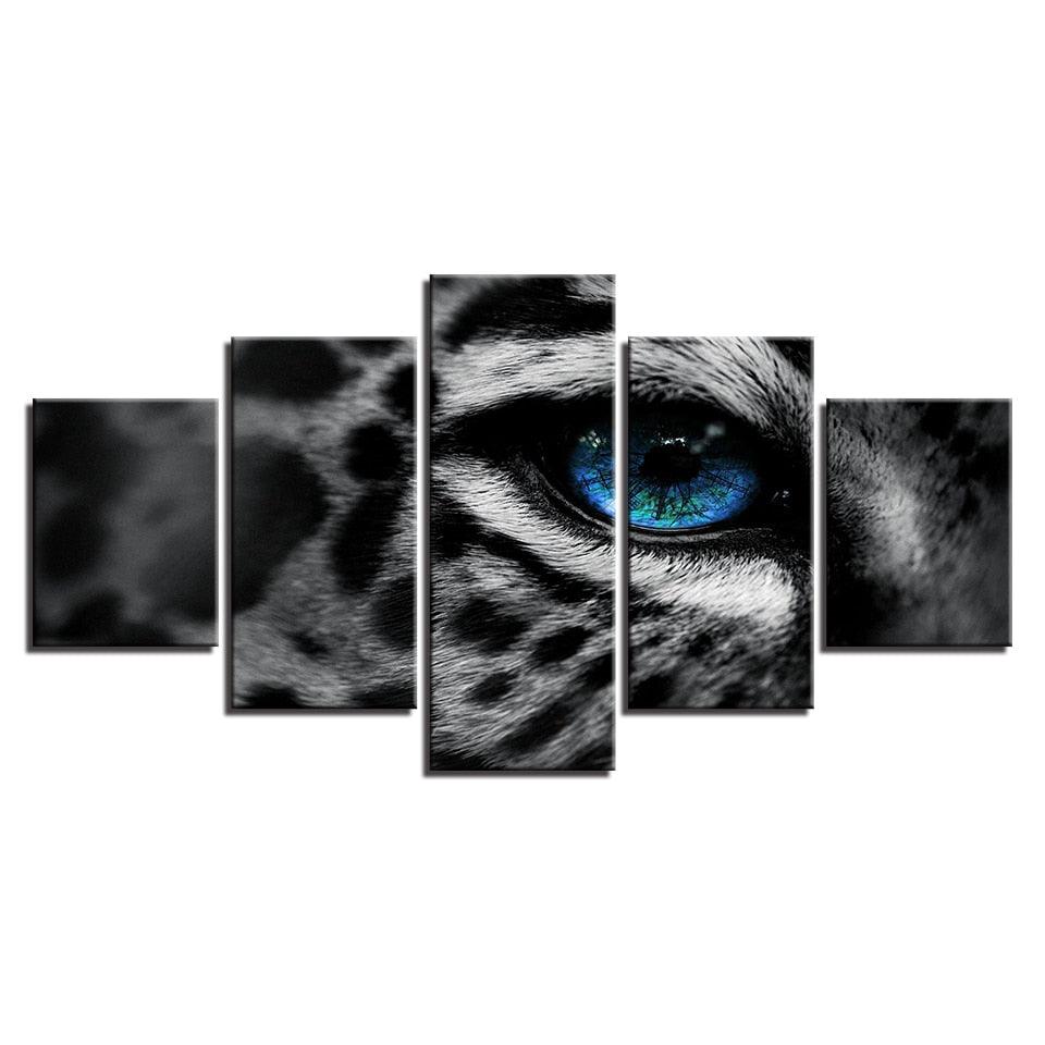 Leopard Blue Eyes HD Multi Panel Canvas Wall Art Frame - Original Frame