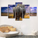 Elephant Family 5 Piece HD Multi Panel Canvas Wall Art Frame - Original Frame