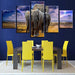 Elephant Family 5 Piece HD Multi Panel Canvas Wall Art Frame - Original Frame