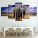 Elephant Family 5 Piece HD Multi Panel Canvas Wall Art Frame - Original Frame