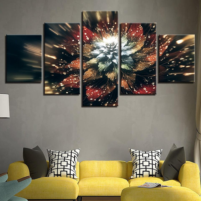 Flower 5 Piece HD Multi Panel Canvas Wall Art Frame - Original Frame