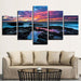 Rock Sea Glow 5 Piece HD Multi Panel Canvas Wall Art Frame - Original Frame