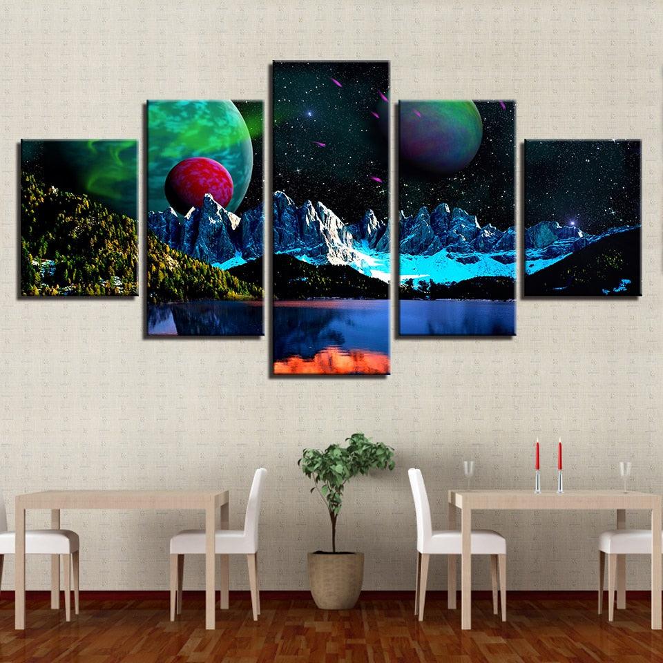 Wushan Planet Starry Sky 5 Piece HD Multi Panel Canvas Wall Art Frame - Original Frame