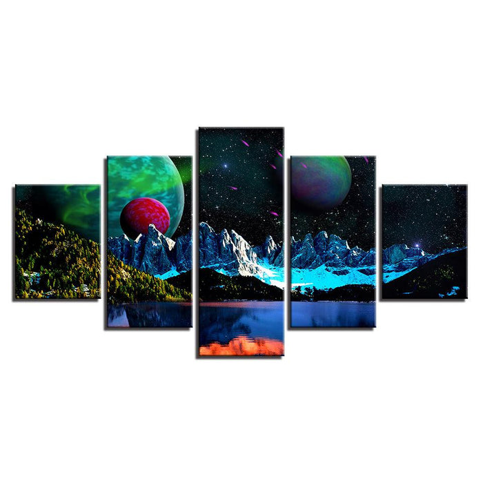Wushan Planet Starry Sky 5 Piece HD Multi Panel Canvas Wall Art Frame