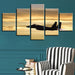 Panel Sunset Airplane 5 Piece HD Multi Panel Canvas Wall Art Frame - Original Frame