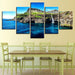 Alpine Waterfall Island 5 Piece HD Multi Panel Canvas Wall Art Frame - Original Frame