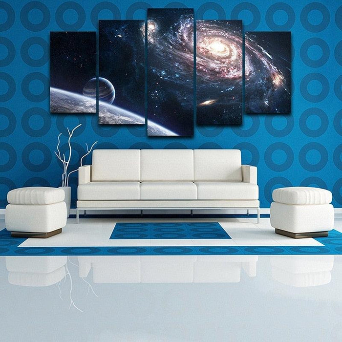 Outer Space 5 Piece HD Multi Panel Canvas Wall Art Frame - Original Frame