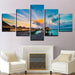 Blue Sky Bridge 5 Piece HD Multi Panel Canvas Wall Art Frame - Original Frame