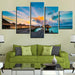 Blue Sky Bridge 5 Piece HD Multi Panel Canvas Wall Art Frame - Original Frame