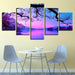 Purple Sunset Trees 5 Piece HD Multi Panel Canvas Wall Art - Original Frame