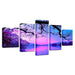 Purple Sunset Trees 5 Piece HD Multi Panel Canvas Wall Art - Original Frame