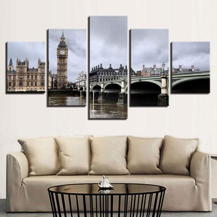 London Big Ben 5 Piece HD Multi Panel Canvas Wall Art Frame
