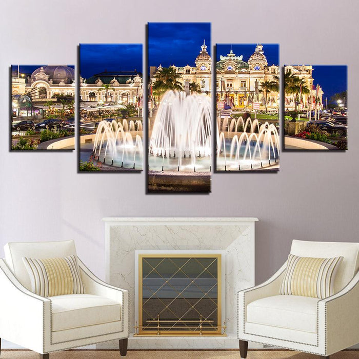 Beautiful Palace Fountain 5 Piece HD Multi Panel Canvas Wall Art Frame - Original Frame