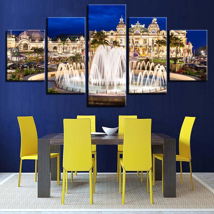 Beautiful Palace Fountain 5 Piece HD Multi Panel Canvas Wall Art Frame - Original Frame