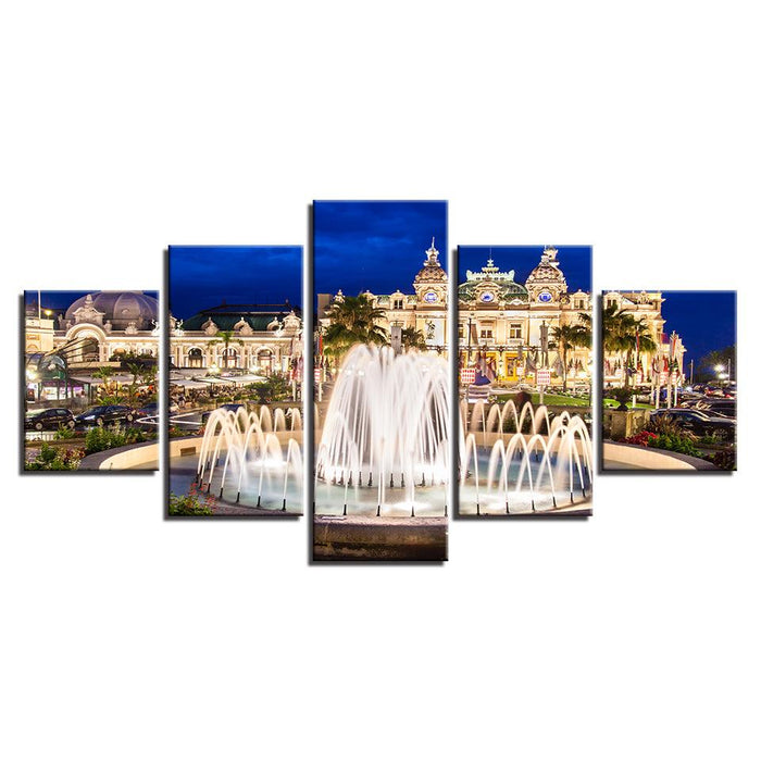 Beautiful Palace Fountain 5 Piece HD Multi Panel Canvas Wall Art Frame - Original Frame