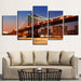 Bridge at Night 5 Piece HD Multi Panel Canvas Wall Art Frame - Original Frame