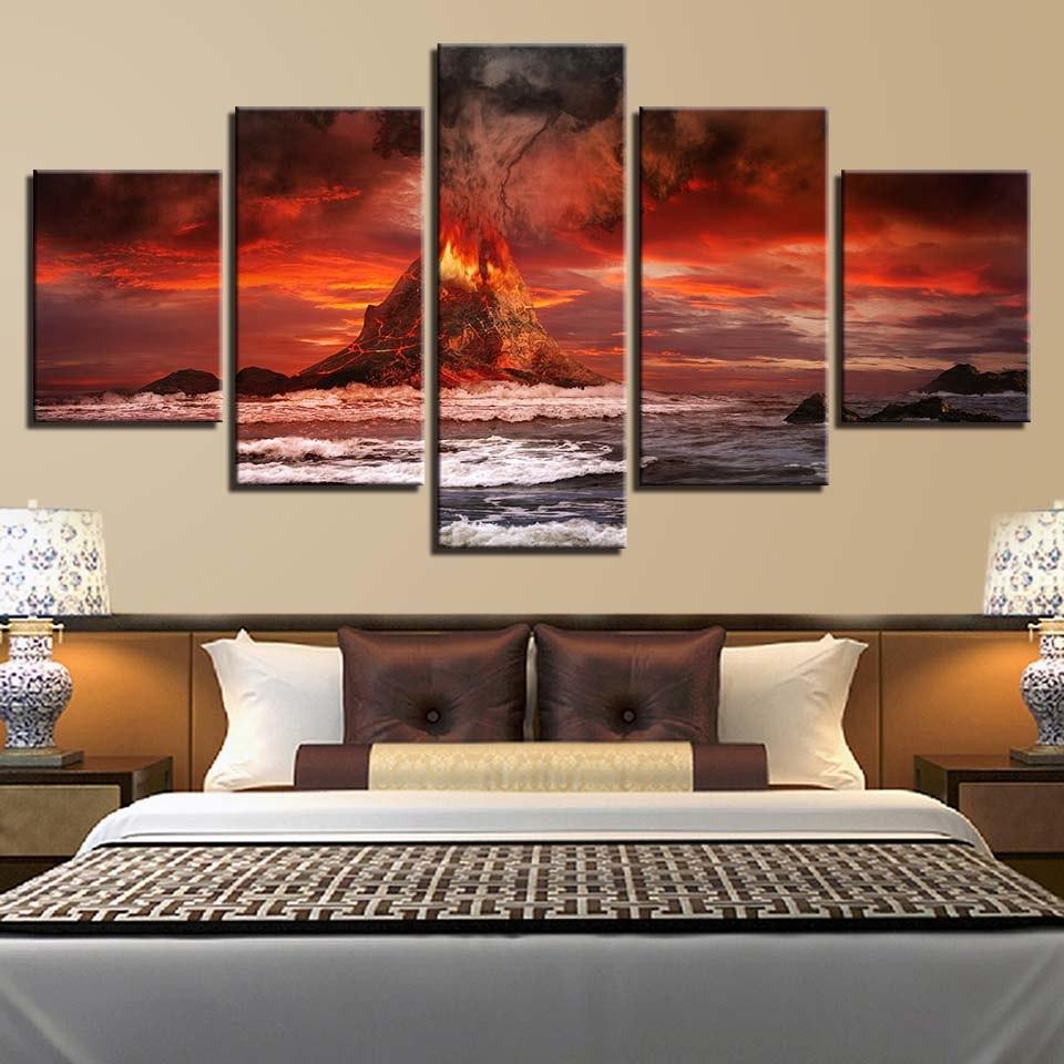 Volcanoes 5 Piece HD Multi Panel Canvas Wall Art Frame - Original Frame