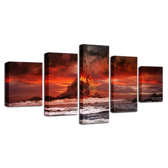 Volcanoes 5 Piece HD Multi Panel Canvas Wall Art Frame - Original Frame