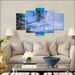 Coconut Trees 5 Piece HD Multi Panel Canvas Wall Art Frame - Original Frame