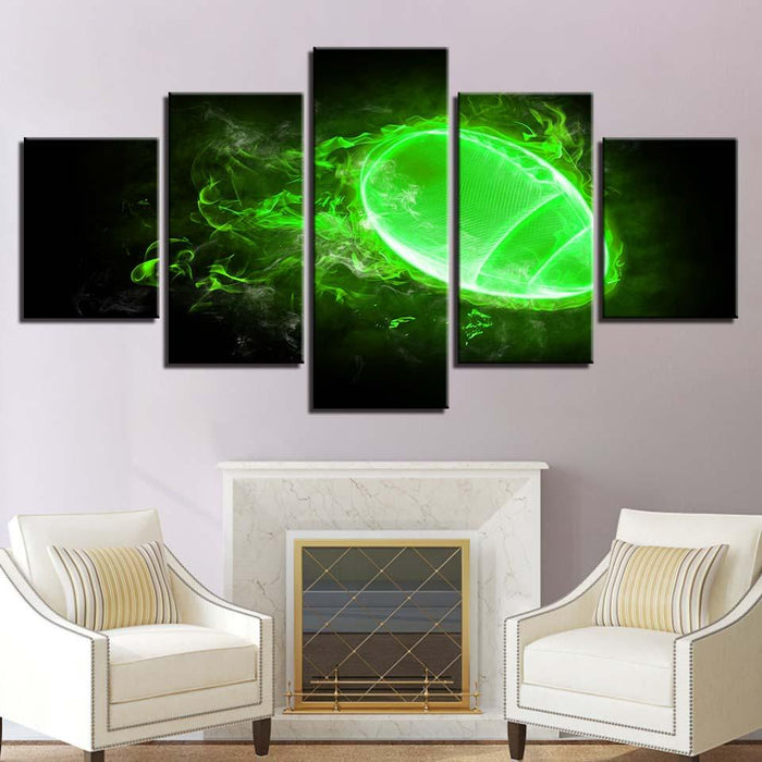 Green Cloud of Light 5 Piece HD Multi Panel Canvas Wall Art Frame - Original Frame