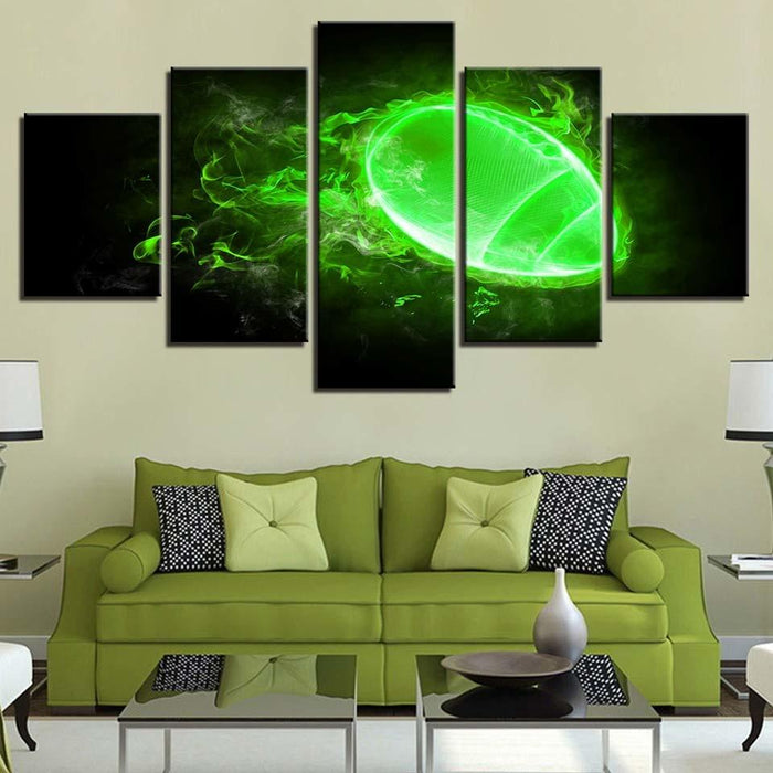 Green Cloud of Light 5 Piece HD Multi Panel Canvas Wall Art Frame - Original Frame