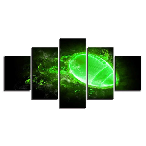 Green Cloud of Light 5 Piece HD Multi Panel Canvas Wall Art Frame - Original Frame