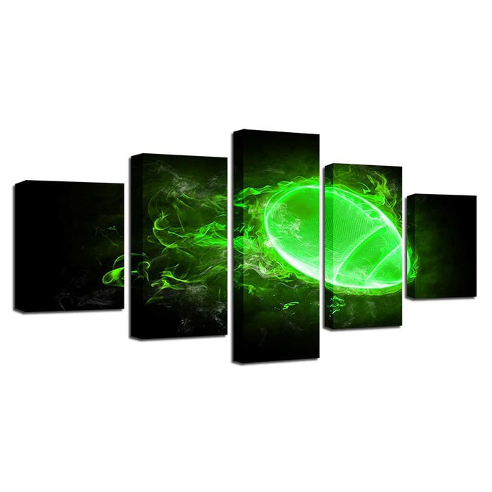 Green Cloud of Light 5 Piece HD Multi Panel Canvas Wall Art Frame - Original Frame