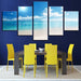 Blue Sky Sunshine Beach 5 Piece HD Multi Panel Canvas Wall Art Frame - Original Frame