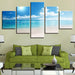 Blue Sky Sunshine Beach 5 Piece HD Multi Panel Canvas Wall Art Frame - Original Frame