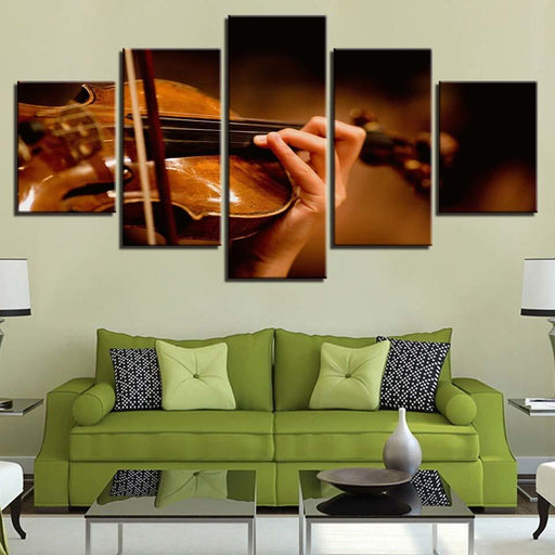 Violin 5 Piece HD Multi Panel Canvas Wall Art Frame - Original Frame