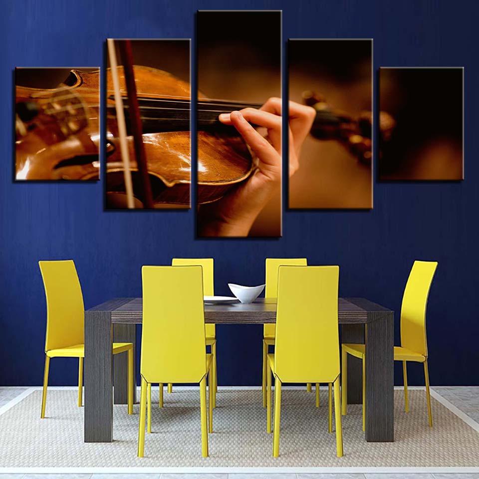 Violin 5 Piece HD Multi Panel Canvas Wall Art Frame - Original Frame