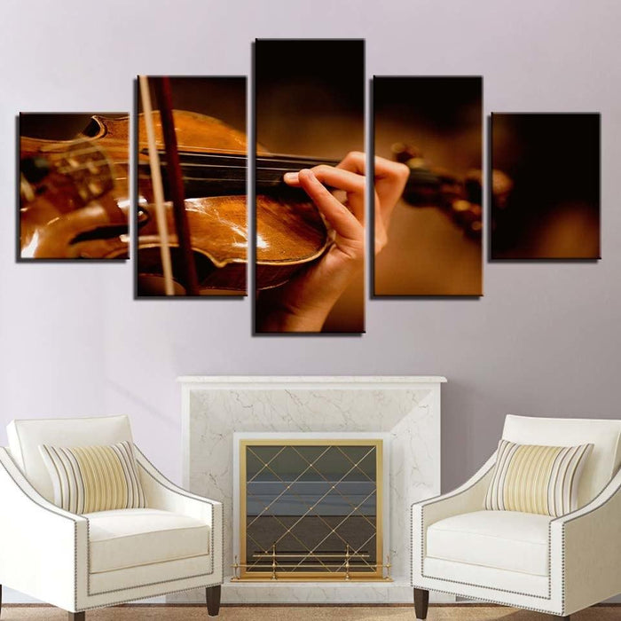 Violin 5 Piece HD Multi Panel Canvas Wall Art Frame