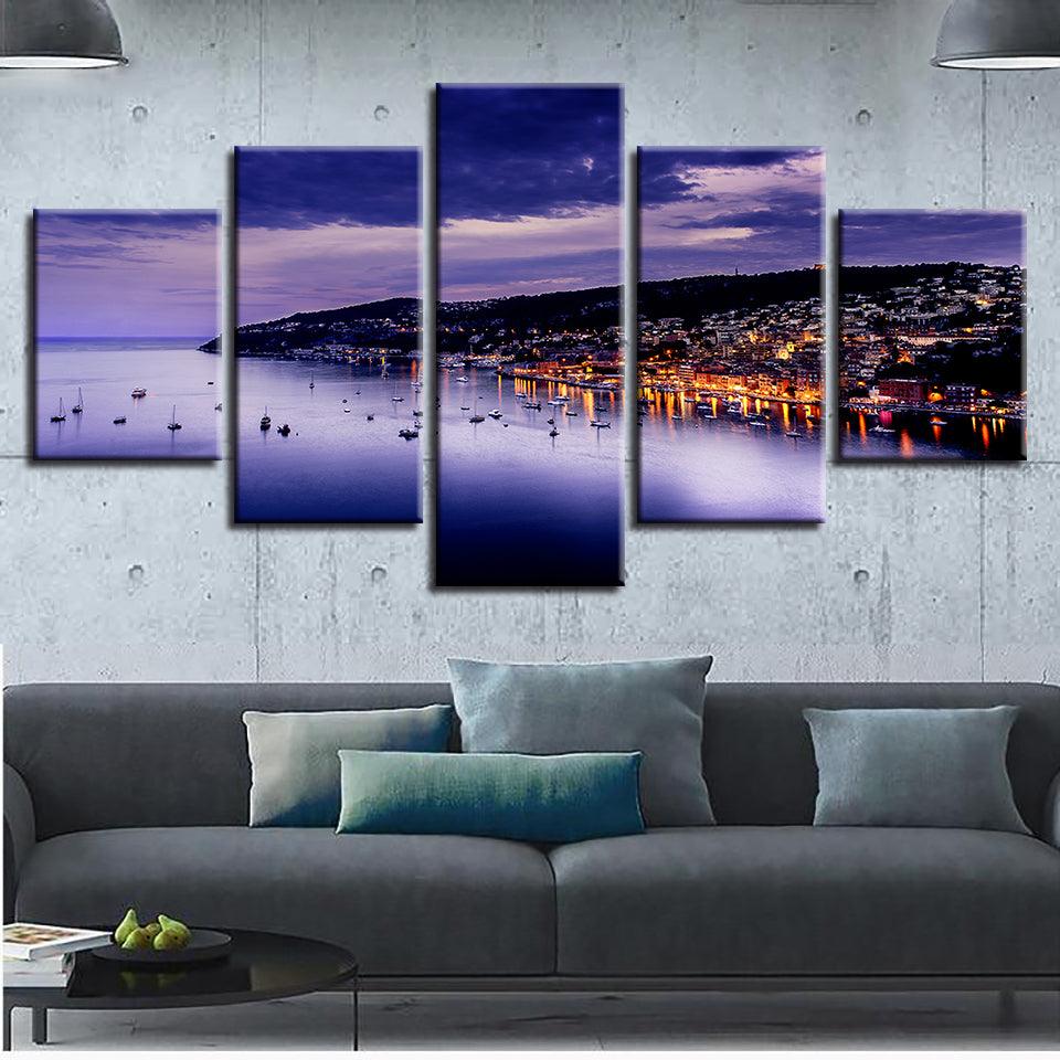 Cote D'Azur France 5 Piece HD Multi Panel Canvas Wall Art Frame - Original Frame