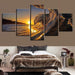 Sunset Sea Wave 5 Piece HD Multi Panel Canvas Wall Art Frame - Original Frame