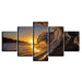 Sunset Sea Wave 5 Piece HD Multi Panel Canvas Wall Art Frame - Original Frame