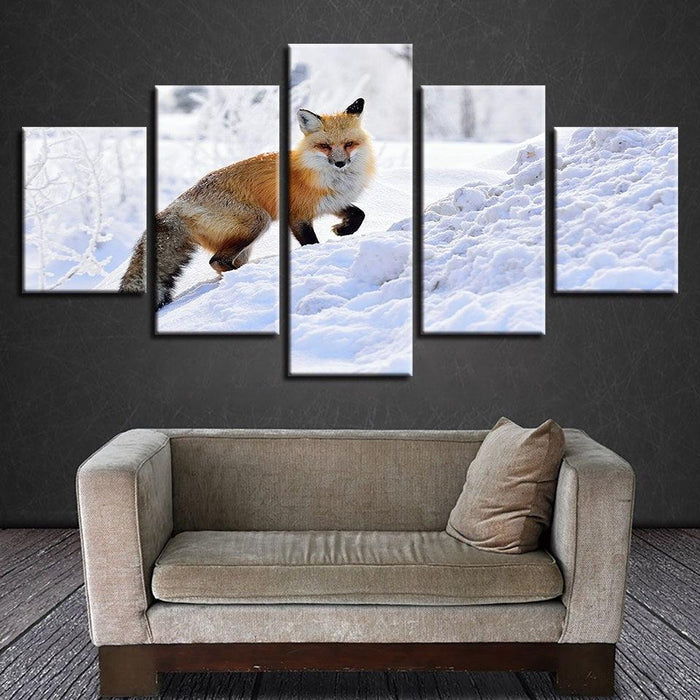 Mountain Fox 5 Piece HD Multi Panel Canvas Wall Art Frame