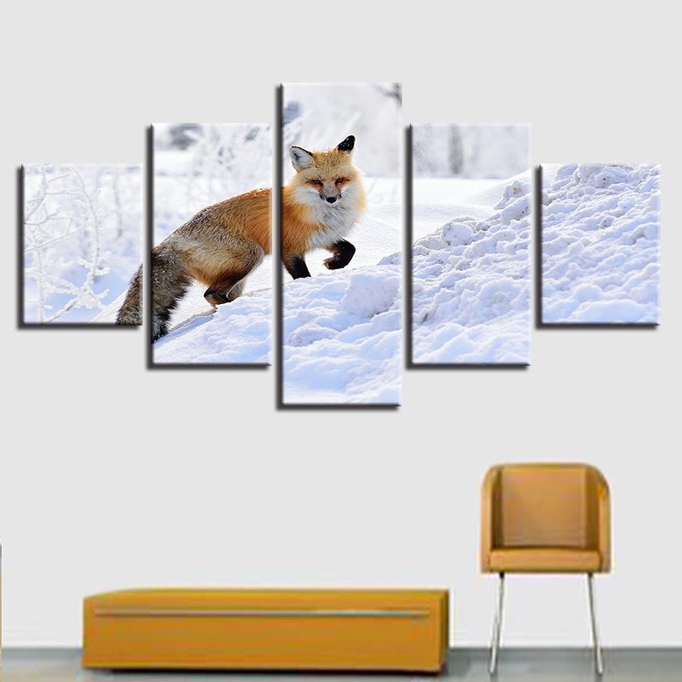 Mountain Fox 5 Piece HD Multi Panel Canvas Wall Art Frame - Original Frame