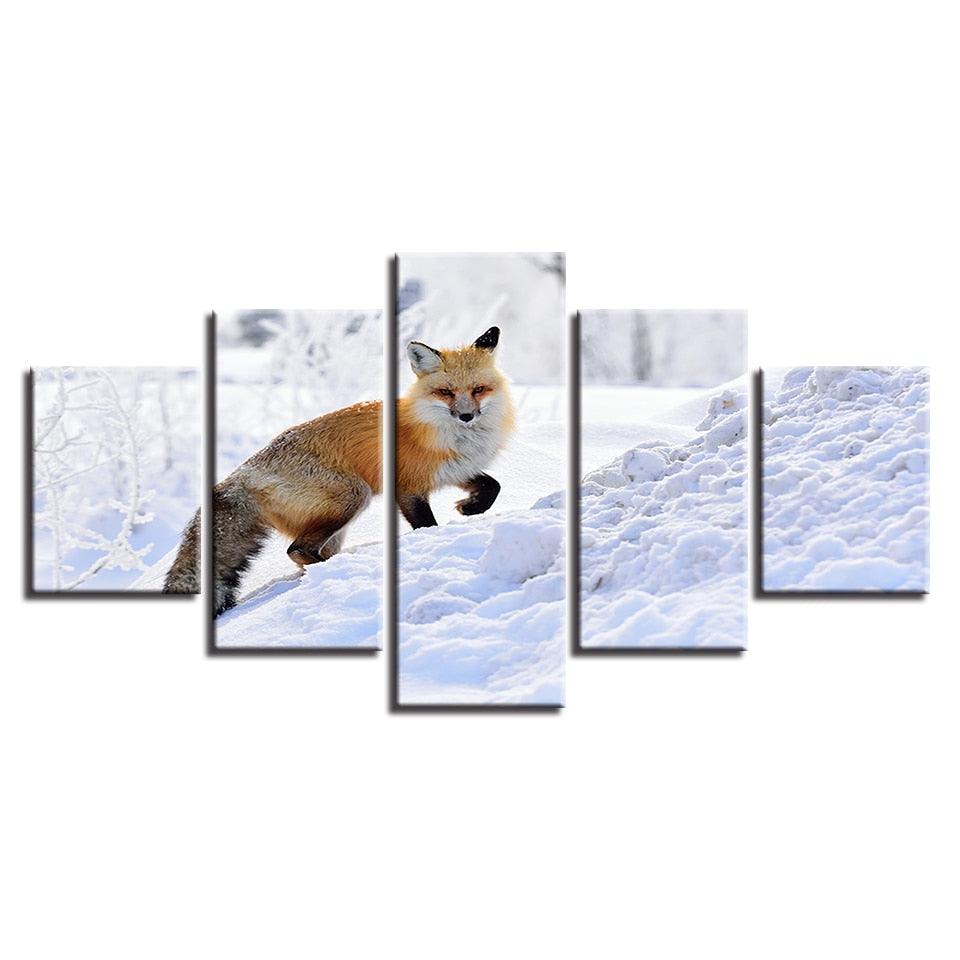 Mountain Fox 5 Piece HD Multi Panel Canvas Wall Art Frame - Original Frame