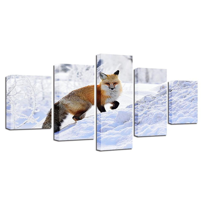 Mountain Fox 5 Piece HD Multi Panel Canvas Wall Art Frame
