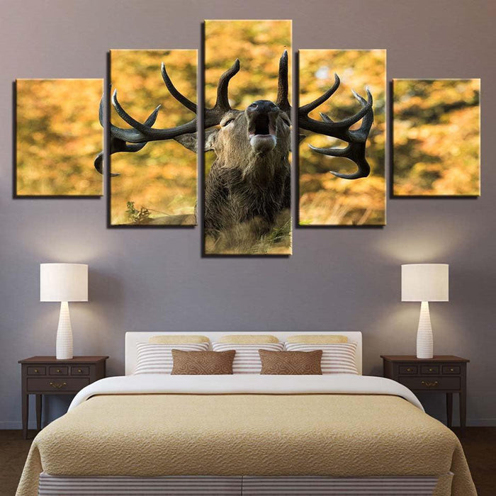 Majestic Deer 5 Piece Multi Panel Canvas Wall Art Frame - Original Frame