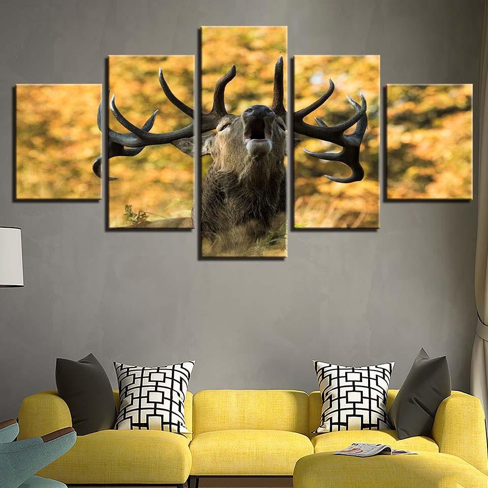 Majestic Deer 5 Piece Multi Panel Canvas Wall Art Frame - Original Frame