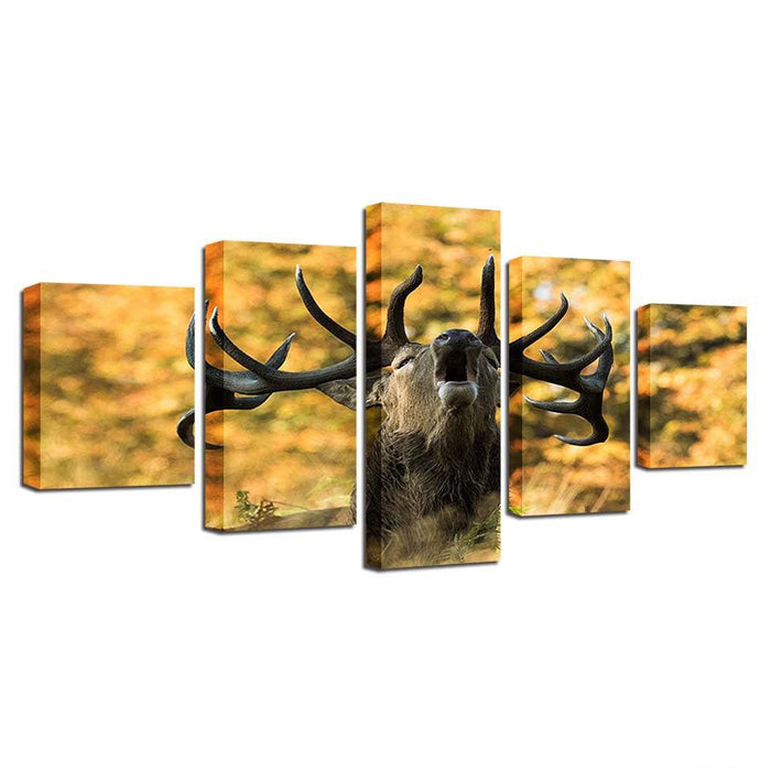 Majestic Deer 5 Piece Multi Panel Canvas Wall Art Frame - Original Frame