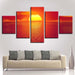 Sunset Seaview 5 Piece HD Multi Panel Canvas Wall Art Frame - Original Frame