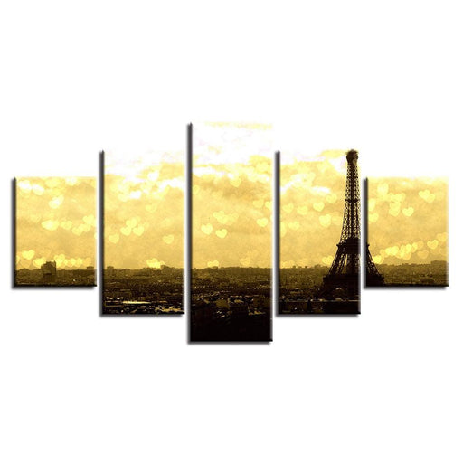 Eiffel Tower 5 Piece HD Multi Panel Canvas Wall Art Frame - Original Frame