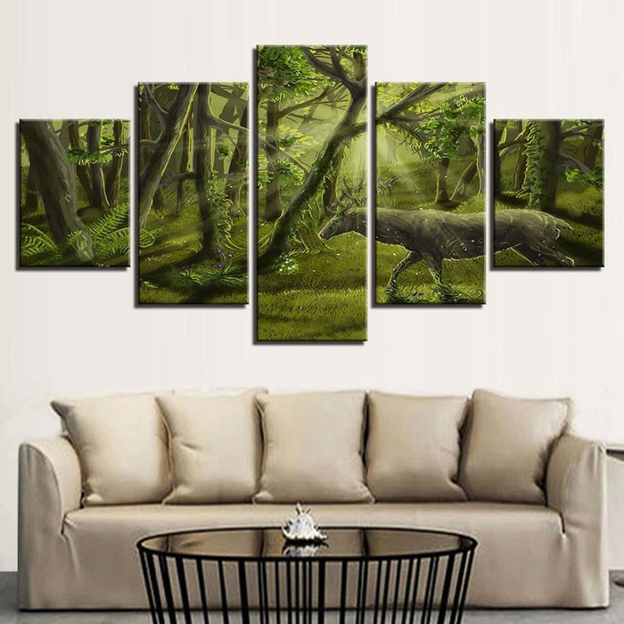 Green Forest 5 Piece HD Multi Panel Canvas Wall Art Frame - Original Frame